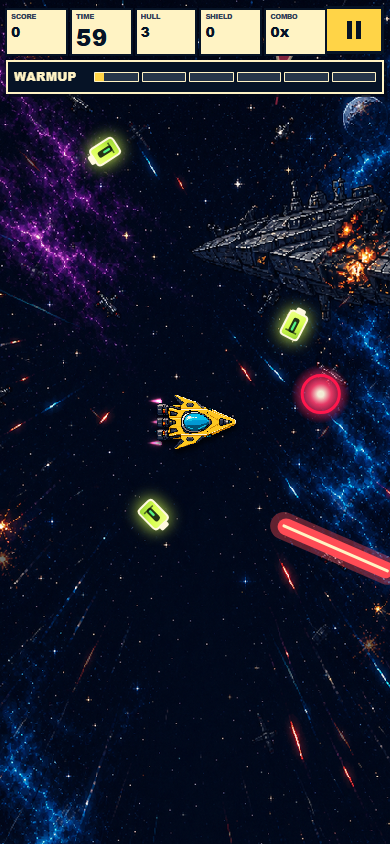 Laser Dodger gameplay with lasers and ship